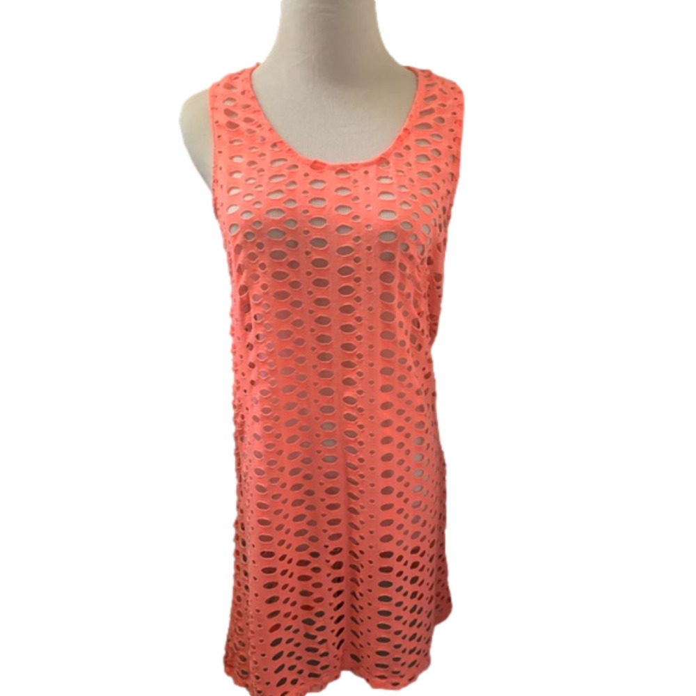 B Split honey net coverup neon orange dress size medium